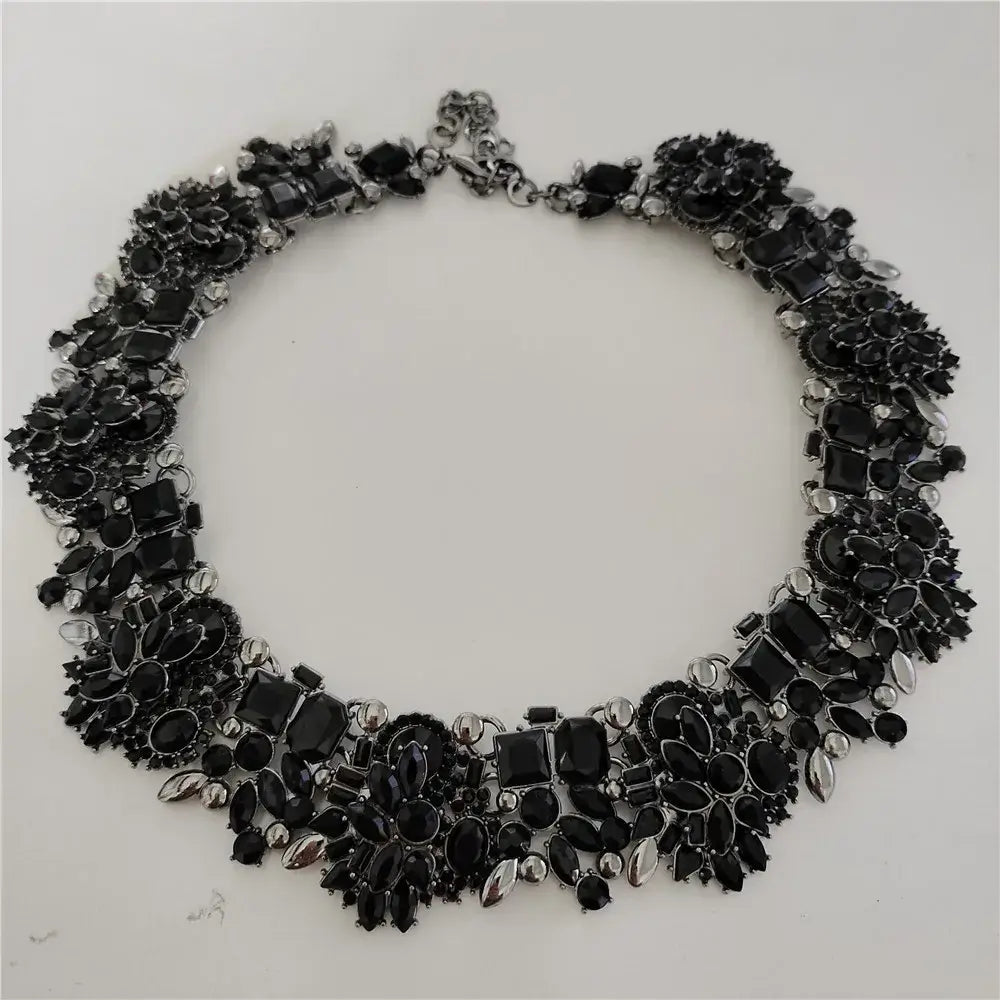 Indian Ethnic Crystal Rhinestone Necklace Earrings Set for Bridal 2024 Black 1