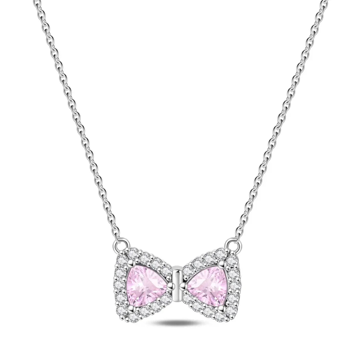 Luxury 925 Sterling Silver Colorful Arrow Heart Bow Tie Feather Pendant Necklace Charming DIY Gift for Women