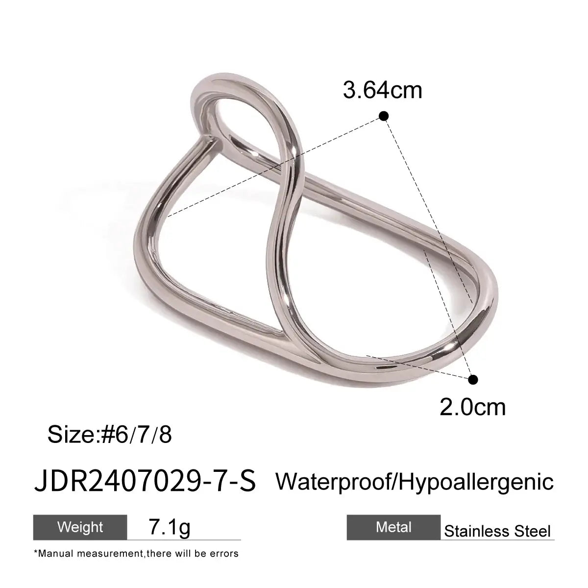 Youthway Minimalist Geometric Double Finger Ring Set 18K Gold Plated JDR2407029-S 7