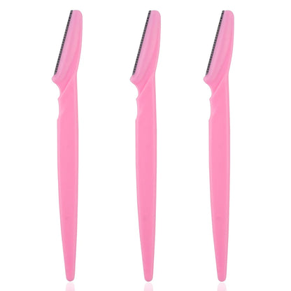 Portable 3/4/10Pcs Eyebrow Trimmer Face Blade Shaver Tools 3pcs Pink