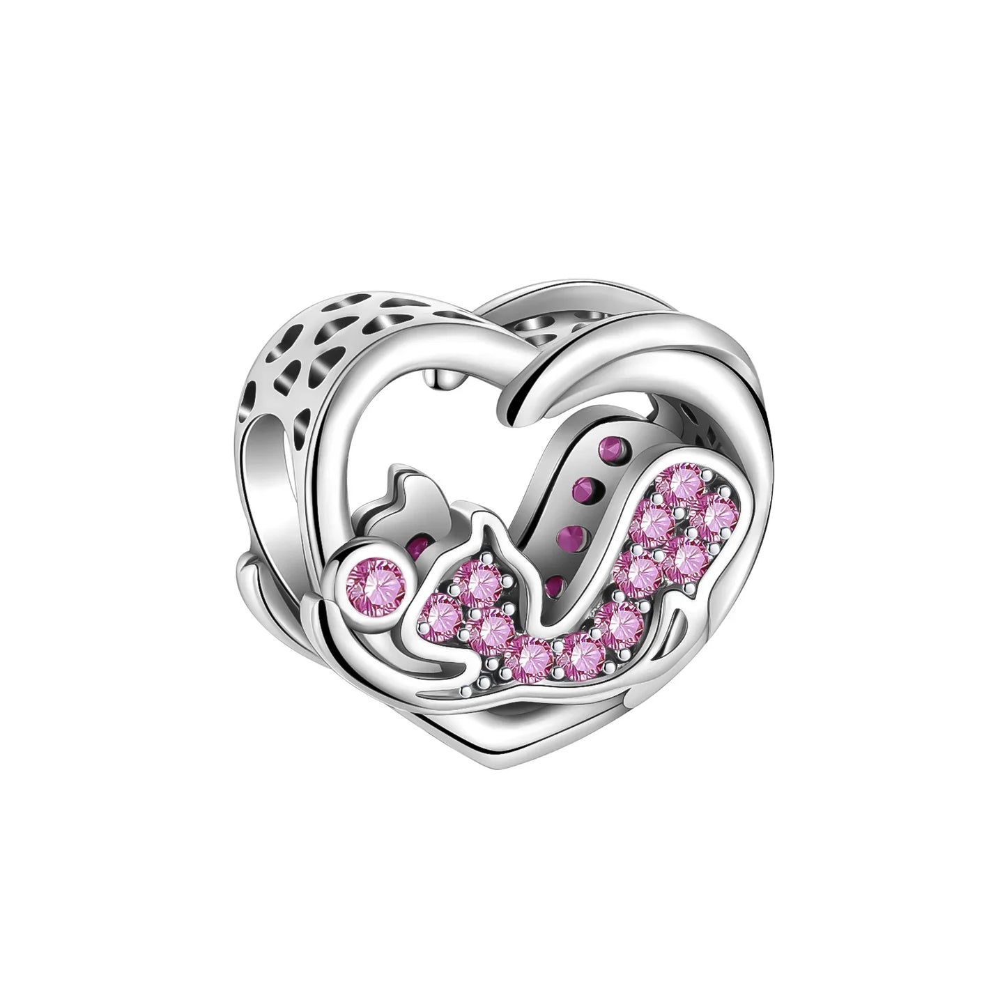 925 Sterling Silver Pink Heart Cat Claw Colorful Flower Charms for Women DIY Jewelry Pendants Bracelets Necklace