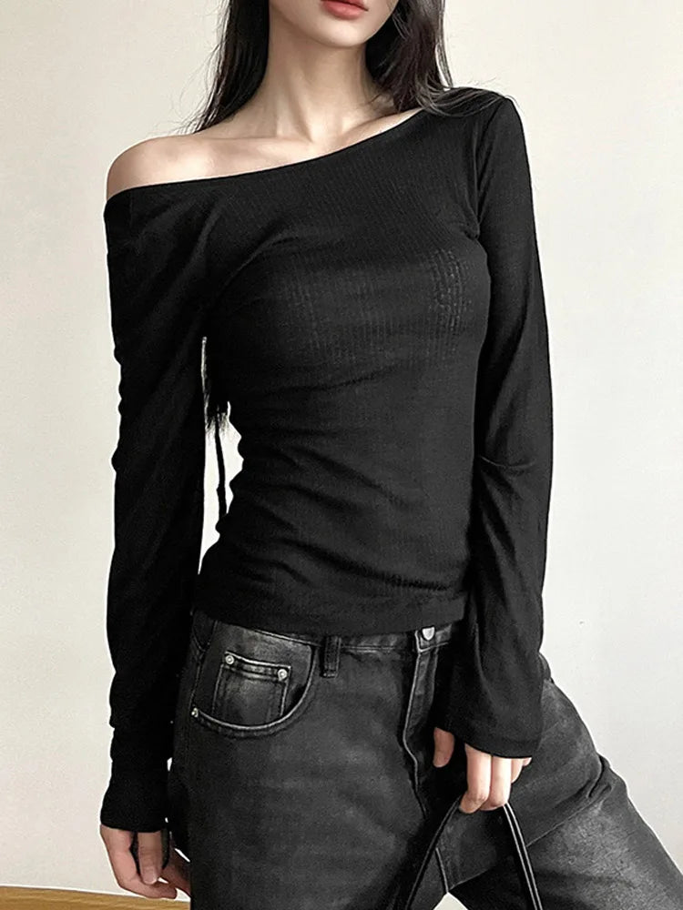 Women Autumn Slim Backless Lace Up Long Sleeve Crop Top