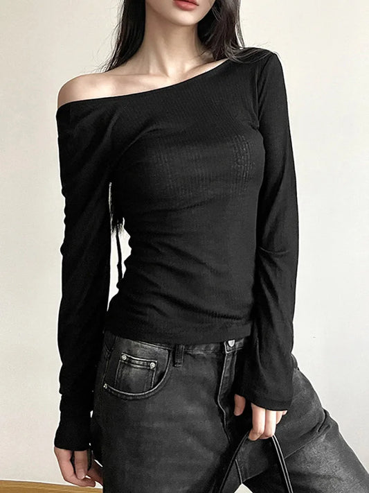 Women Autumn Slim Backless Lace Up Long Sleeve Crop Top