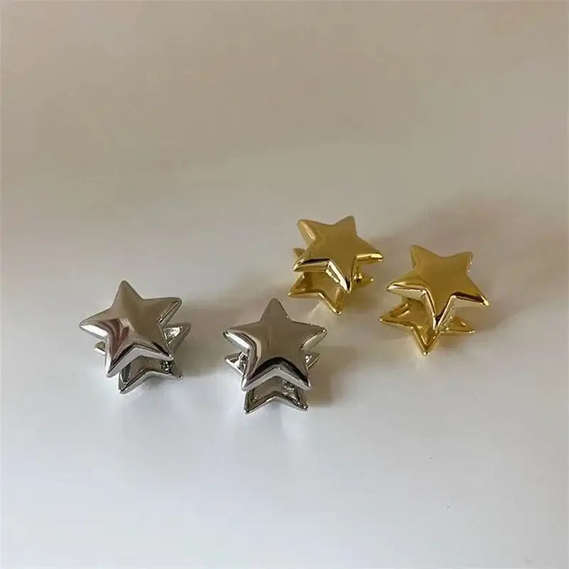 Gold Star Metal Pentagram Earrings for Women
