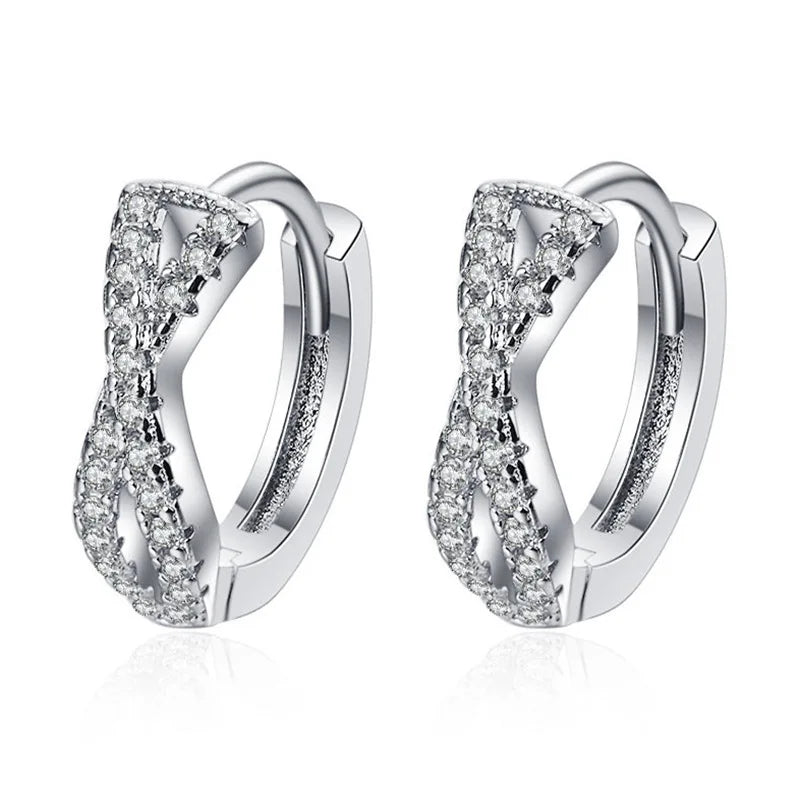 Sterling Silver CZ Crystal Plant Stud Earrings for Women and Teens