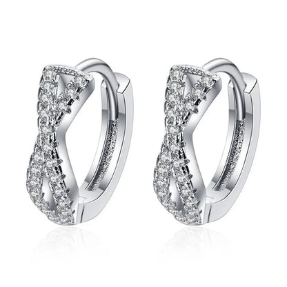 Sterling Silver CZ Crystal Plant Stud Earrings for Women and Teens