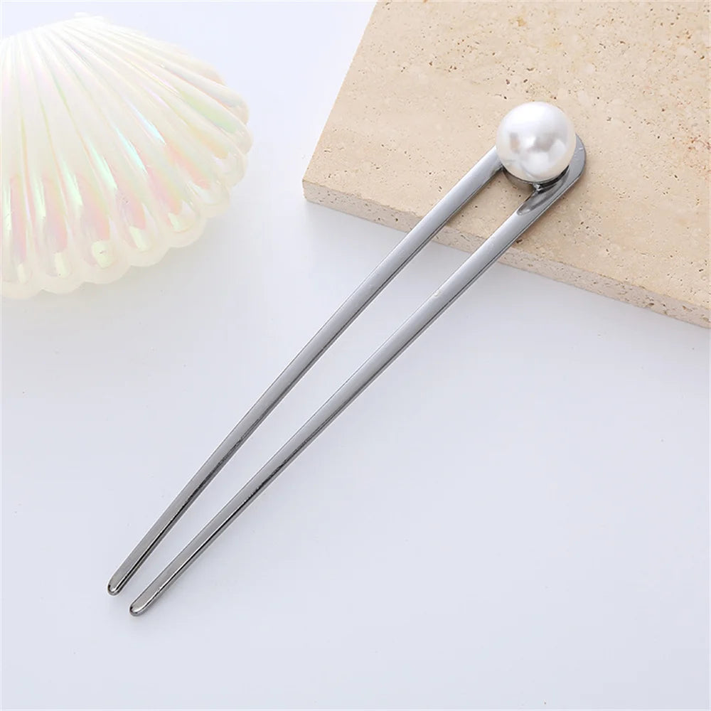 Elegant Turquoise Enamel Shell Hairpin for Women Luxury Metal U Shape Hair Stick