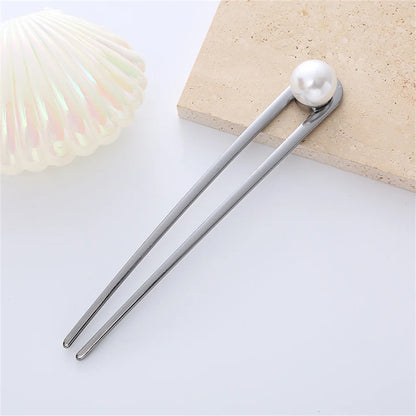 Elegant Turquoise Enamel Shell Hairpin for Women Luxury Metal U Shape Hair Stick