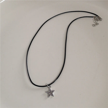 Kpop Goth Y2K Star Pendant Silver Chain Necklace for Unisex Grunge Emo Fashion