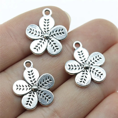 20Pc Antique Silver Sunflower Daisy Charms For Bracelets