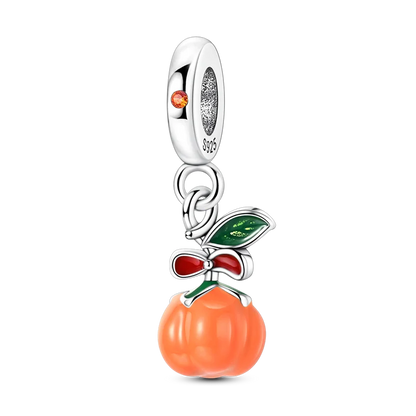 925 Sterling Silver Pumpkin Charm With Zircon Inlay
