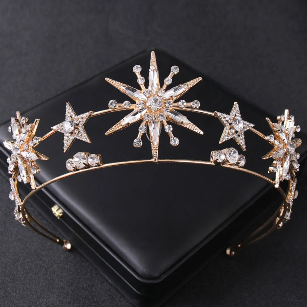 Wedding Crown Hair Jewelry - Double Layer Crystal Star Headpiece with Rhinestones Style 7