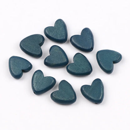 Multicolor Natural Wood Heart Shape Beads Set for DIY Jewelry and Bracelet Making