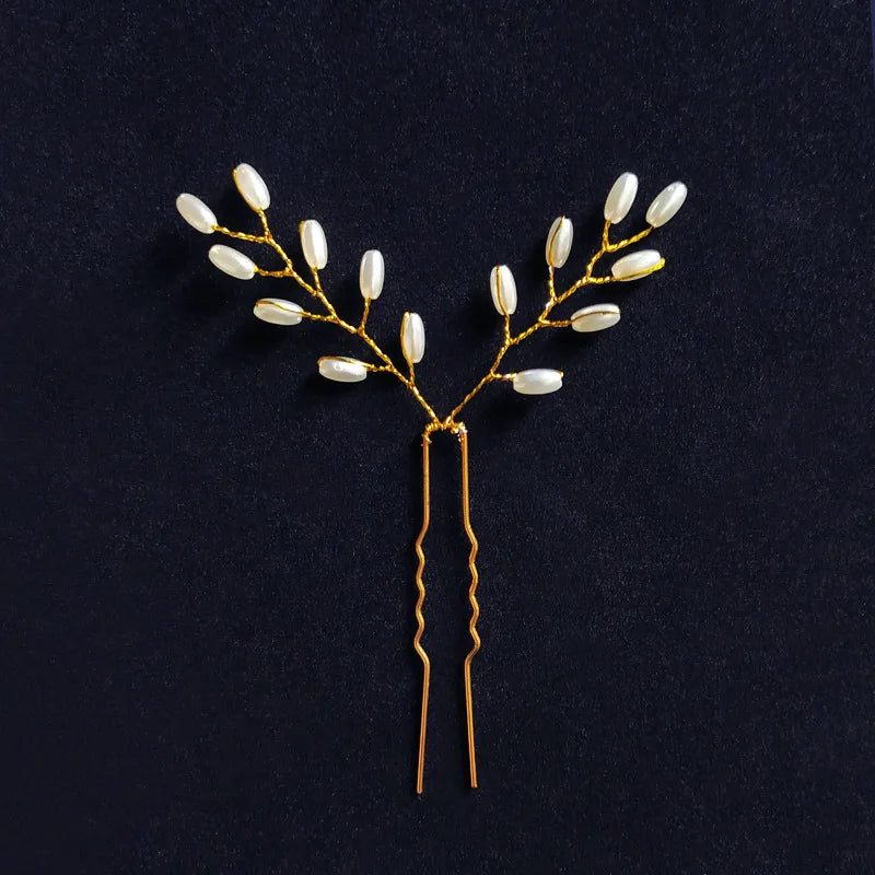 Elegant Bridal Rhinestone Hair Pins with Pearls for Wedding and Party