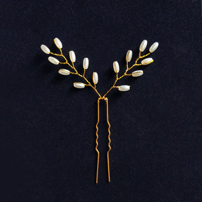 Elegant Bridal Rhinestone Hair Pins with Pearls for Wedding and Party