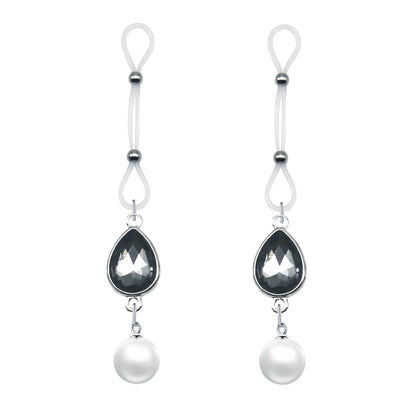 Adjustable Faux Nipple Piercing Jewelry With Pearls - Non Pierced Nipple Noose Rings