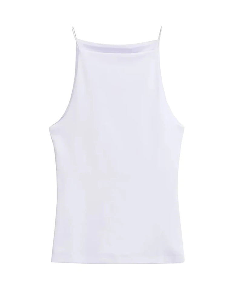 Womens Halter Tank Top Sleeveless Camis Solid Color Fashion