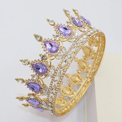 Elegant Royal Pink Crystal Bridal Tiara Crown for Weddings and Pageants