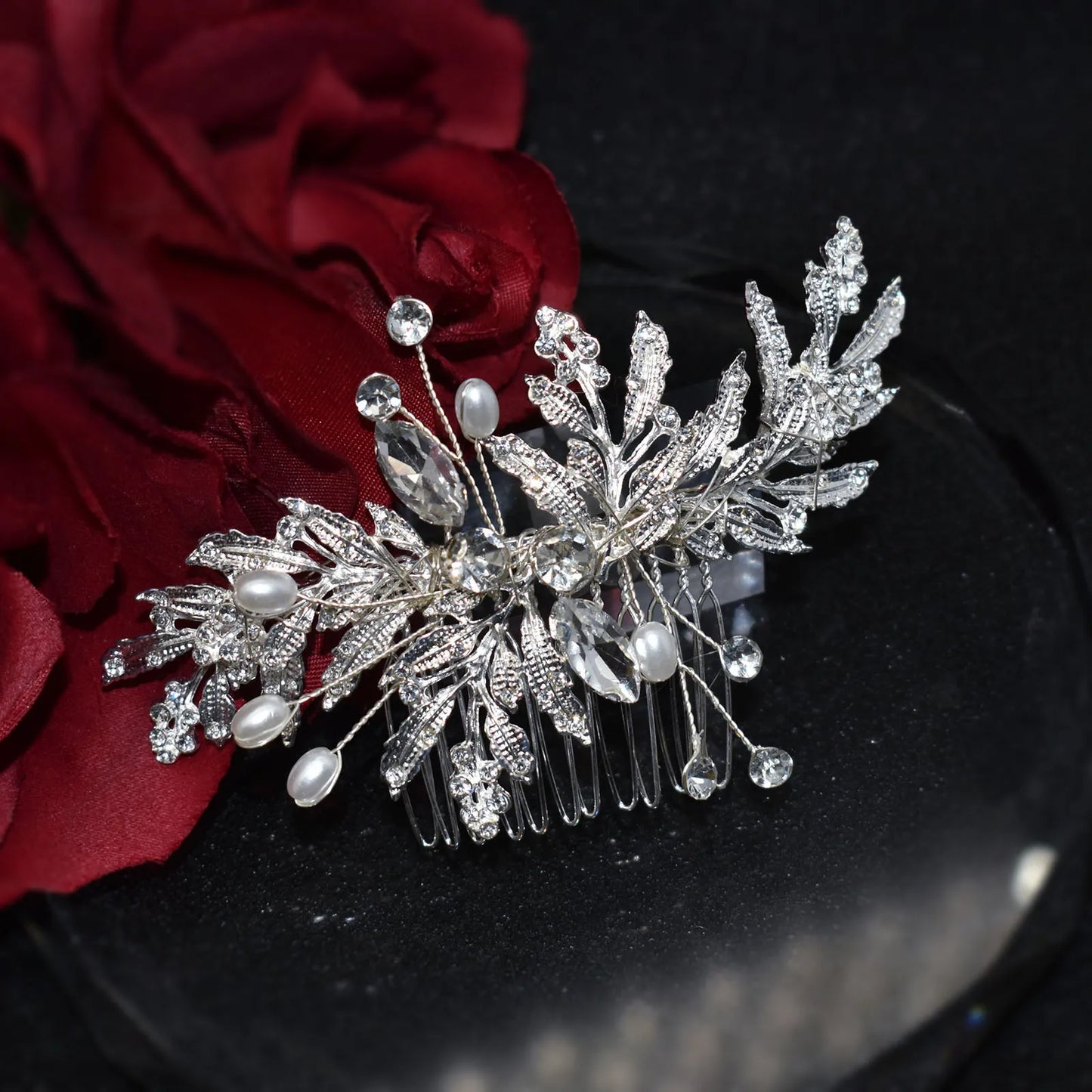 Elegant Crystal Bridal Hair Comb Silver Gold Wedding Headpiece for Women