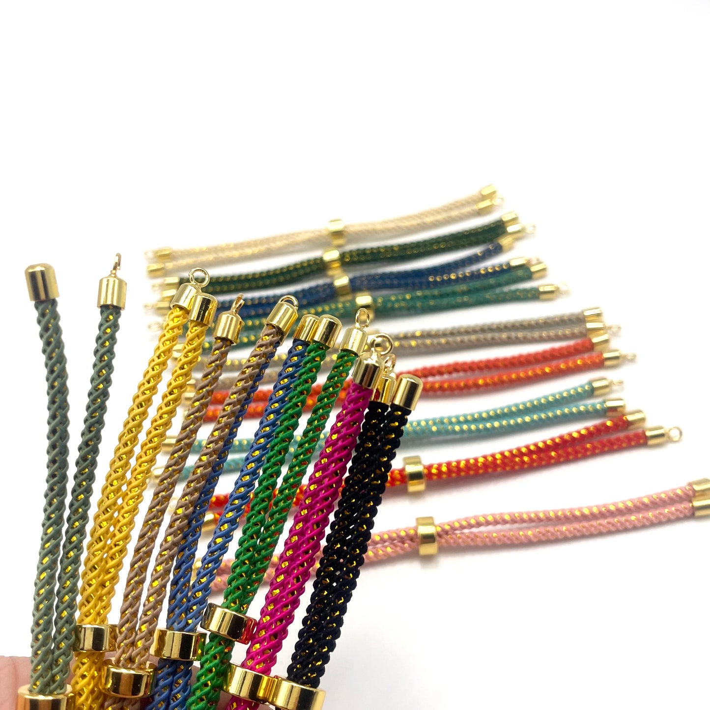 Adjustable Nylon Rope Bracelet Set with Brass Ends for DIY Jewelry Crafting