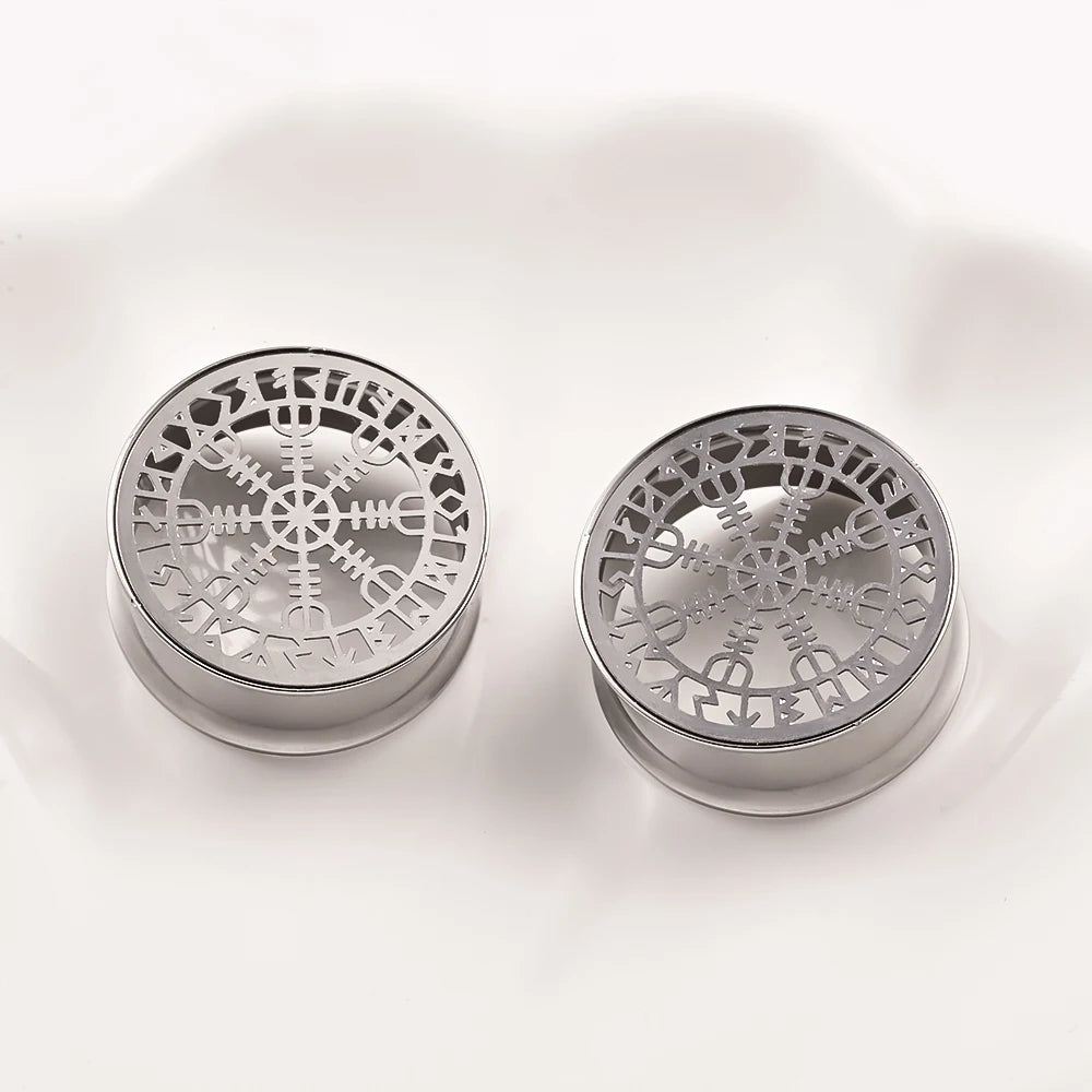 Doearko Fashion Stainless Steel Rune Ear Plugs Tunnels Piercing Expanders Body Jewelry 2PCS Set