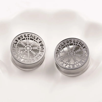 Doearko Fashion Stainless Steel Rune Ear Plugs Tunnels Piercing Expanders Body Jewelry 2PCS Set