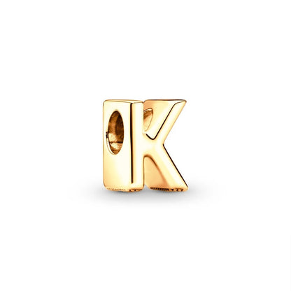 Gold Plated A To Z Alphabet Charm Beads For 925 Bracelet