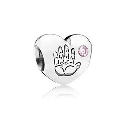 Diy White Pave Dog Paw Moon Bead 925 Sterling Silver Bracelet Necklace Jewelry for Women
