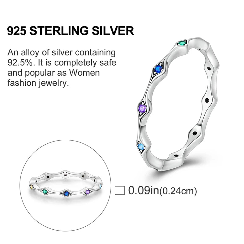 Blue Zircon Evil Eye Palm Star Moon Ring in 925 Sterling Silver for Women Wedding Jewelry Gifts LKTR171