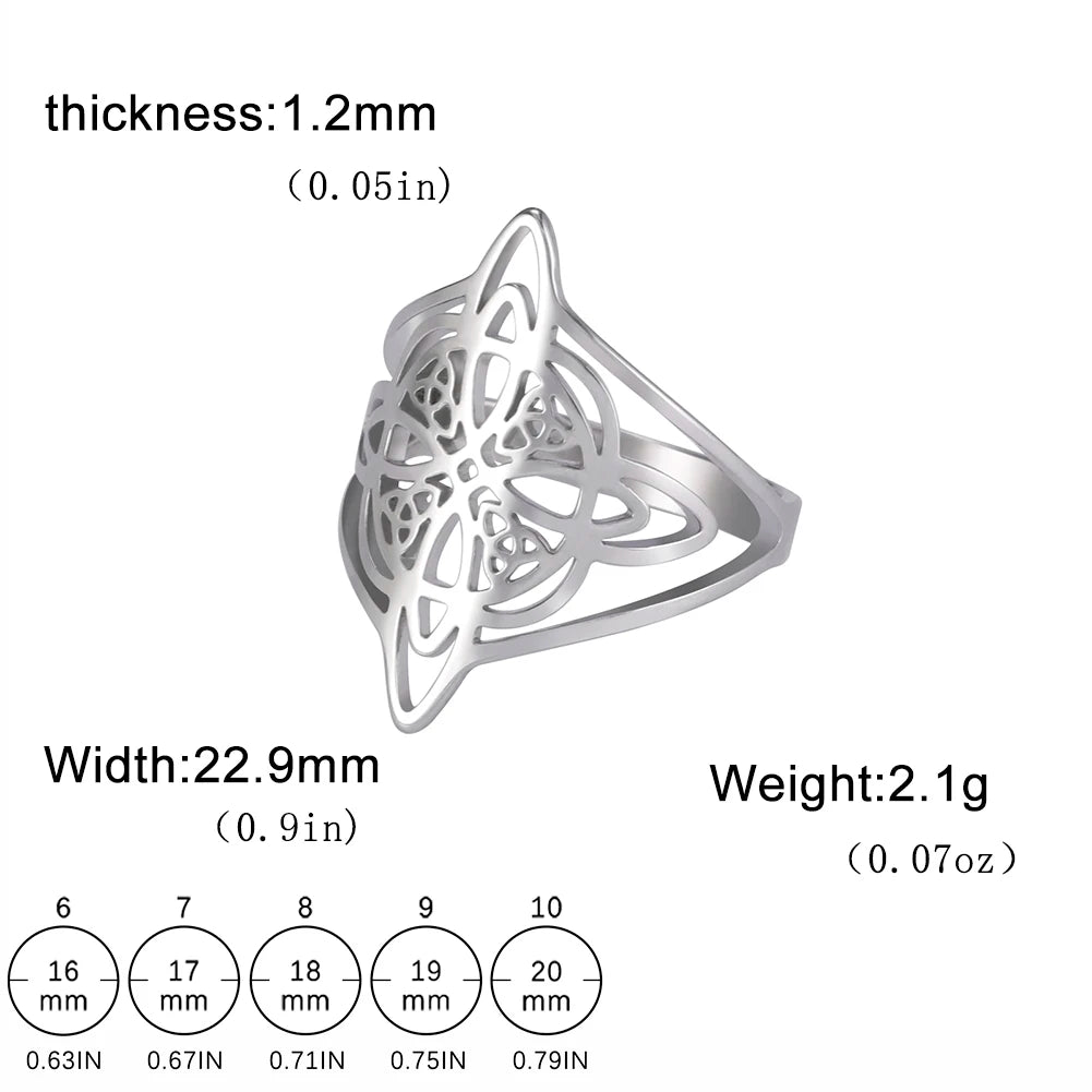 Skyrim Witchcraft Stainless Steel Witch Knot Ring Wicca Triquetra Celtic Amulet Protection Jewelry for Men and Women