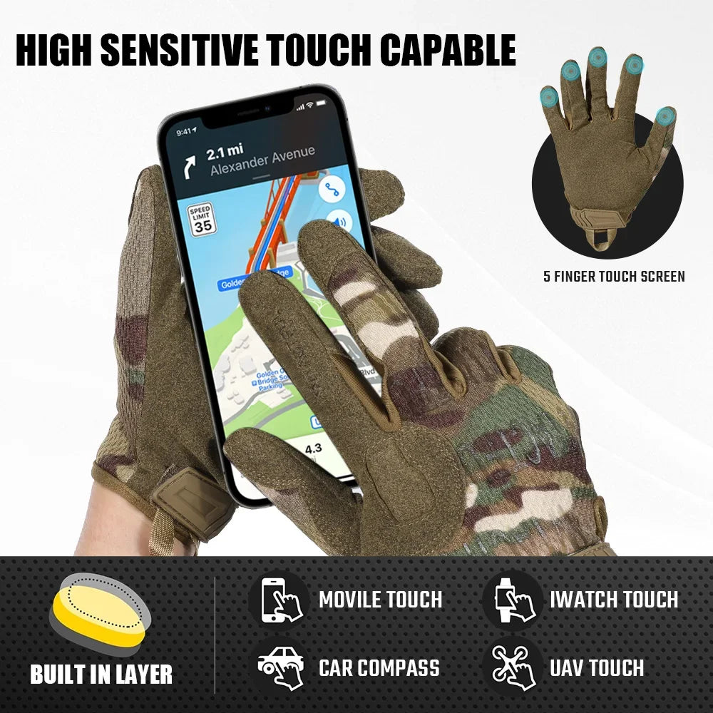 Tactical Full Finger Gloves Touch Screen Breathable Gear Men