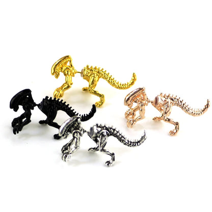 Alien Dinosaur 3D Black Stud Earrings for Women Unique Animal Jewelry Gifts