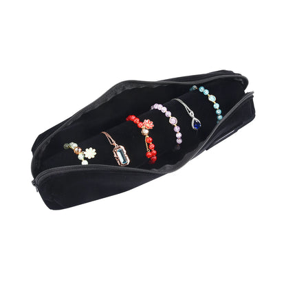 Elegant Velvet Travel Jewelry Organizer Roll For Necklaces Bracelets Rings
