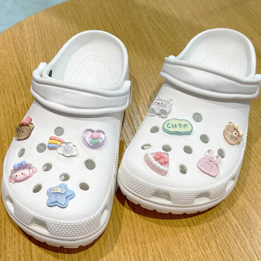 DIY 3D Cute Rainbow Bear Shoe Charms for Clogs Bag Slides and Sandals