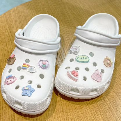 DIY 3D Cute Rainbow Bear Shoe Charms for Clogs Bag Slides and Sandals