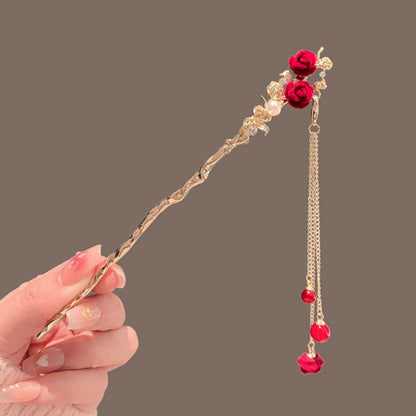 Elegant Floral Metal Hairpin Set for Women - Modern Chinese Hanfu Hair Accessories