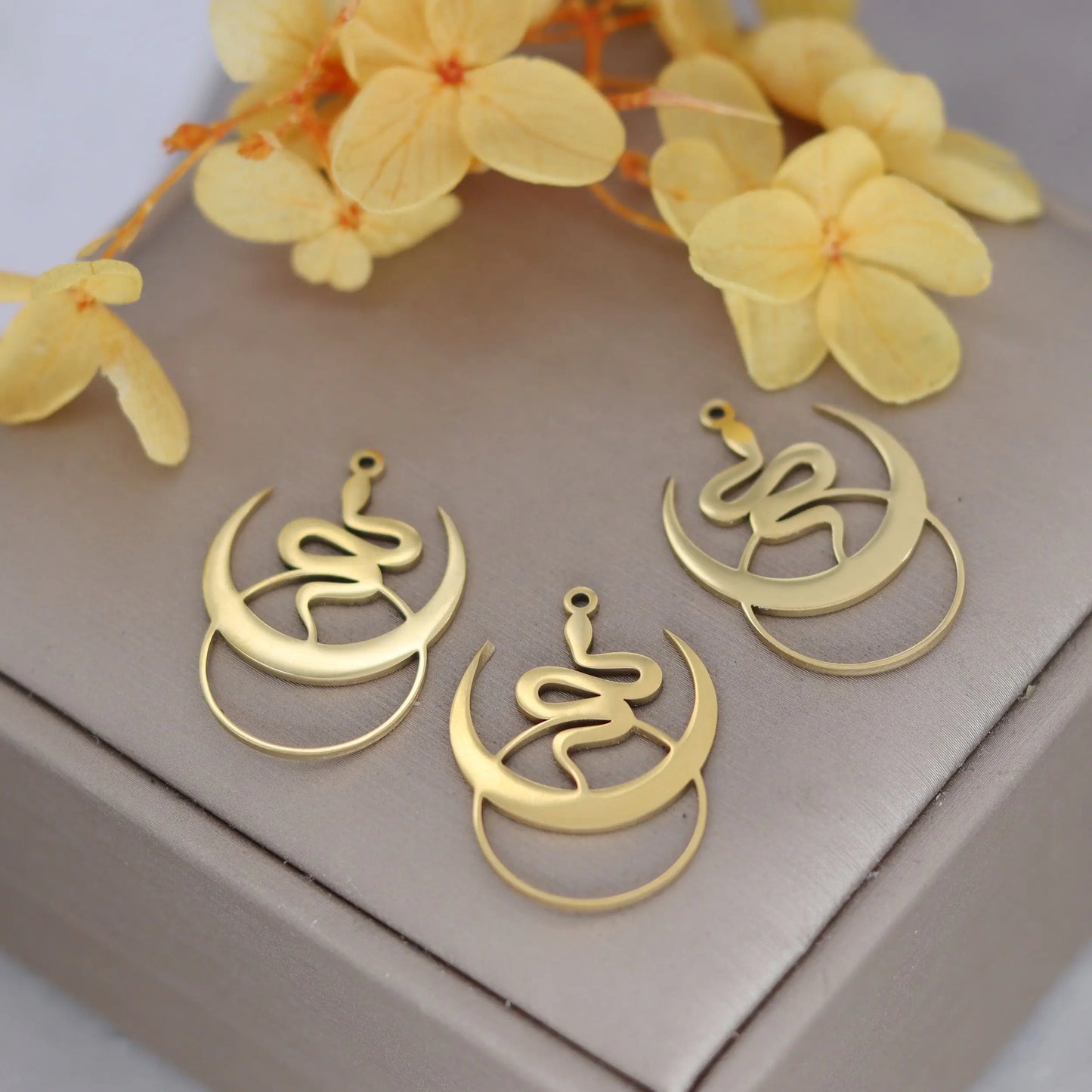 Elegant DIY Amulet Set: Phoenix Bird, Hummingbird, Snake Charms in Stainless Steel for Jewelry Making