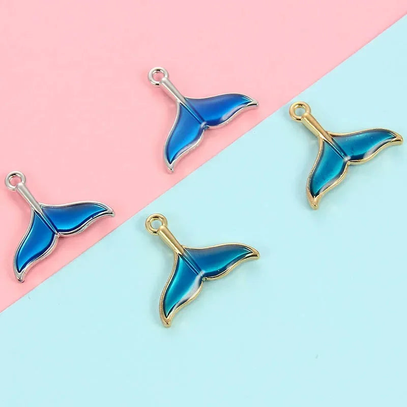 Elegant Alloy Fish Whale Tail Charms for DIY Jewelry Making - Set of 10