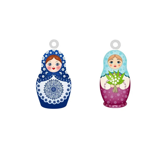 Matryoshka Doll Acrylic Charms Double Sided Jewelry Accessories