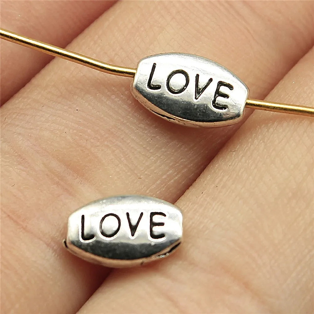 40pcs Antique Silver Love Heart Charms DIY Jewelry Set