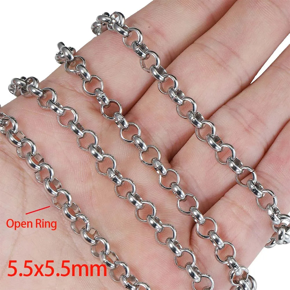 Stainless Steel Circle Link Chain for DIY Jewelry Making Necklace and Bracelet Supplies