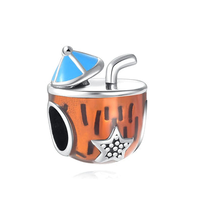 925 Sterling Silver Beer Bottle Popcorn Charm Bead Pendant