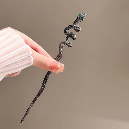 Vintage Rose Flower Crystal Hairpin Stick for Women Fashion Alloy Headwear