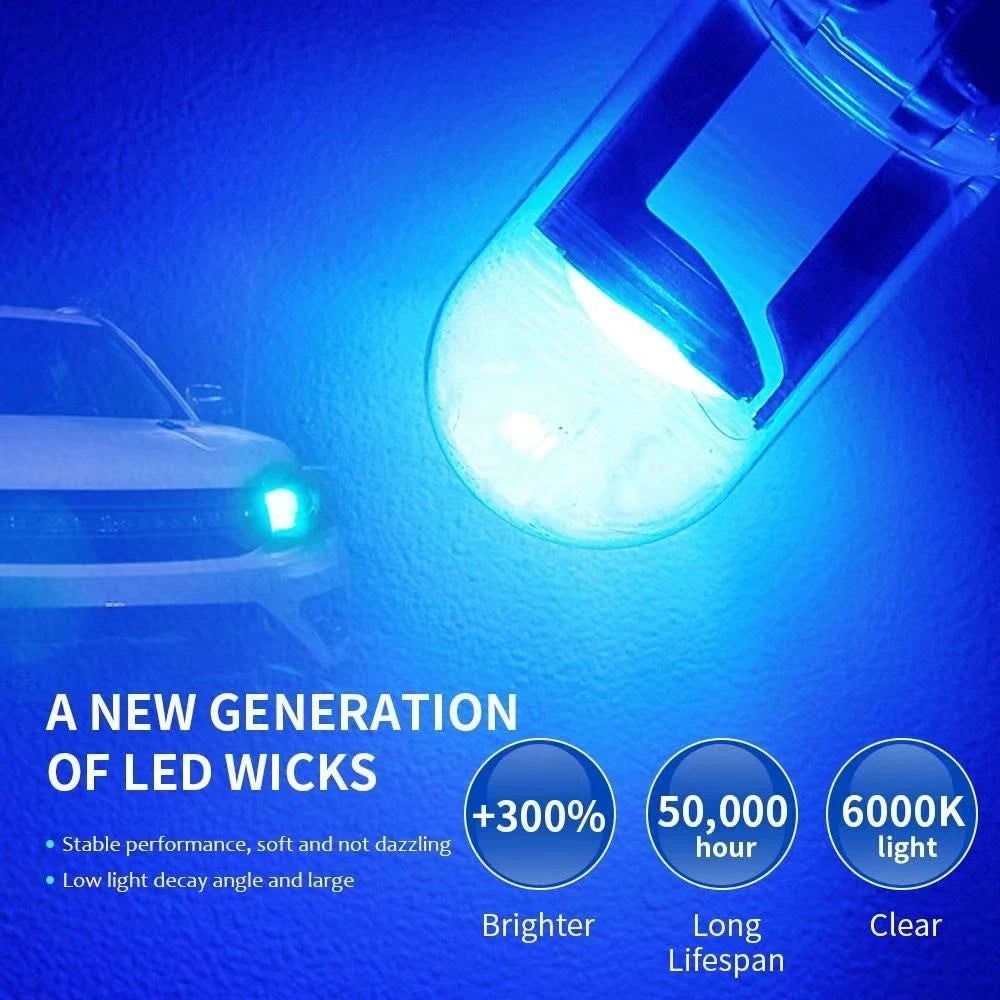 Universal Car LED T10 W5W Canbus Glass COB 6000K Dome Reading License Plate Light Bulb 12V White Blue Red