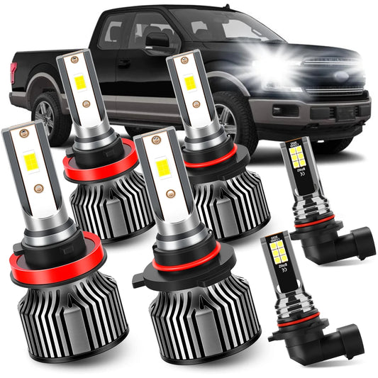 High Brightness 6000K White LED Fog Light Bulbs Combo Pack for 2015-2023 Ford F150 Plug-and-Play Replacement 300 Percent Brighter Pack of 6