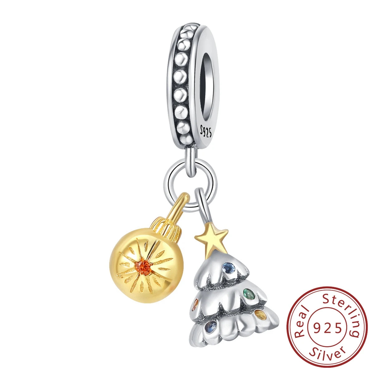 2025 Sterling Silver Christmas Charm Beads for Bracelets and Pendants SSC132