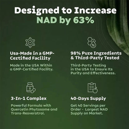 NAD Plus Anti-Aging Supplements for Enhanced Energy Focus and Cellular Health with Nicotinamide Riboside and Resveratrol
