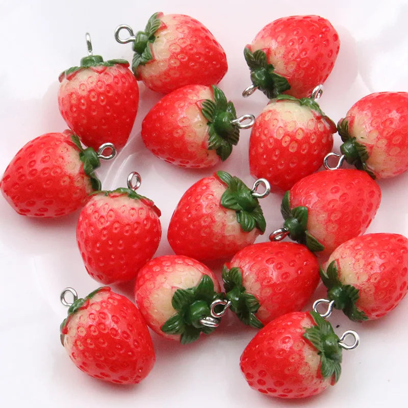 Charming 3D Resin Strawberry Charms for DIY Jewelry and Gifts