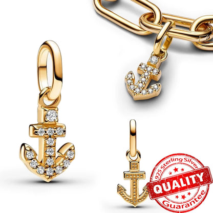 Elegant 925 Sterling Silver Pearl Heart Key Pendant for Bracelets and Necklaces FCC407