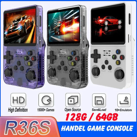 BOYHOM R36S 128GB Retro Handheld Game Console Linux 3.5 Inch IPS Screen Portable Pocket Video Player Preloaded 10000 Games Kids Gift
